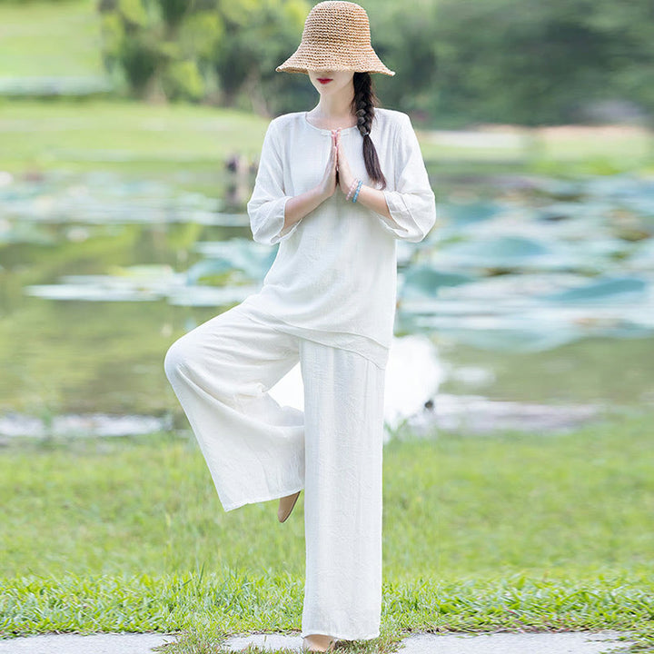 Tai Chi Meditazione Preghiera Zen Spirituale Mattina Pratica Abbigliamento Donna Set - image 1