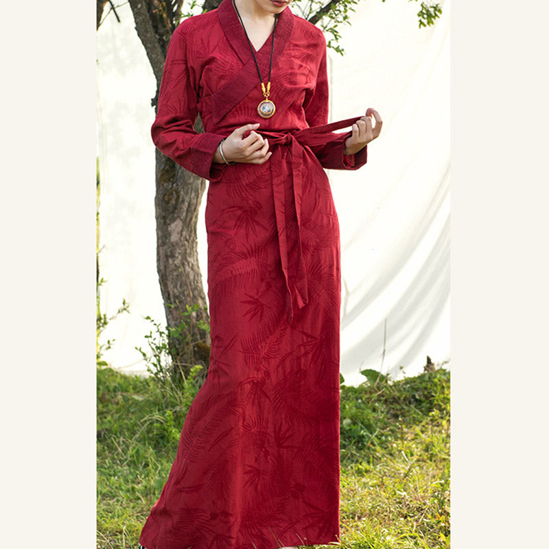 Buddha Stones Tibetan Dress Clothing Lhasa Abito lungo avvolgente Maxi abito Abbigliamento donna