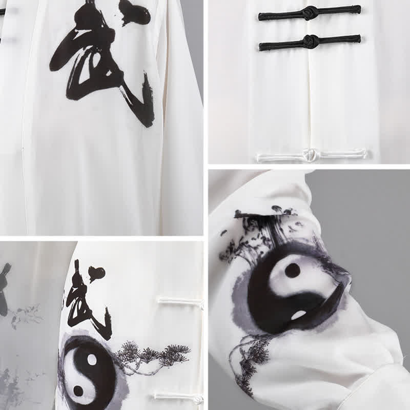 Buddha Stones 3 pezzi Yin Yang Albero Tai Chi Spirituale Zen Pratica Meditazione Preghiera Uniforme Unisex Abbigliamento Set