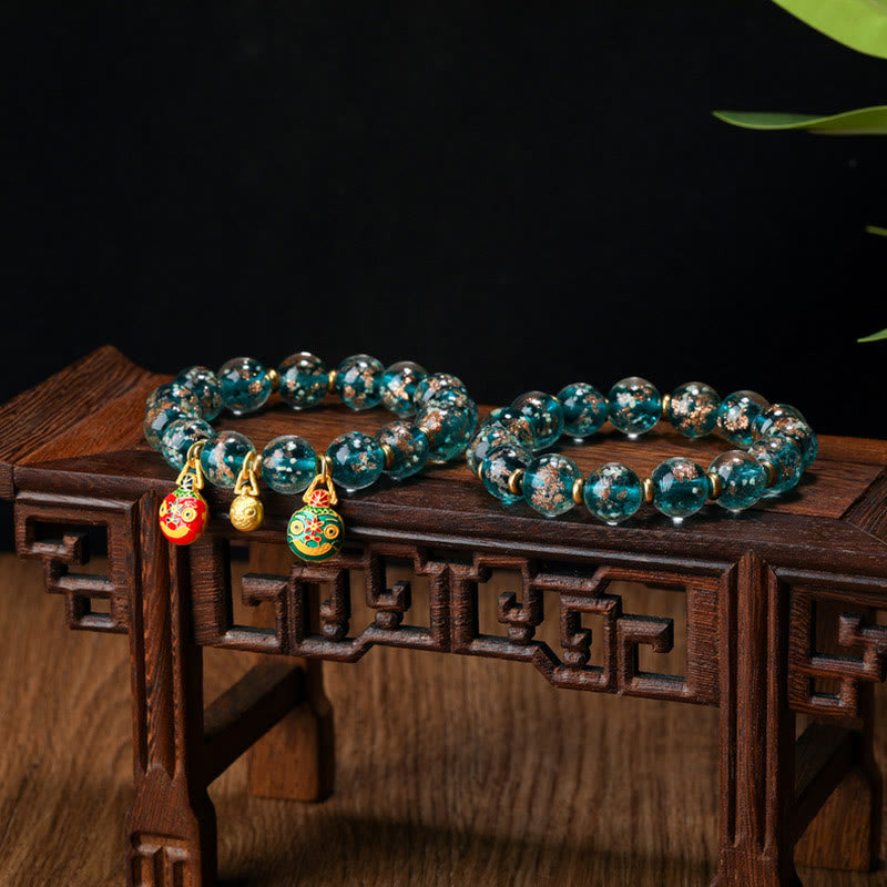 Braccialetto di successo con perline di vetro fluorescente luminoso Liuli, ciondolo famiglia bestia che deglutisce Buddha Stones