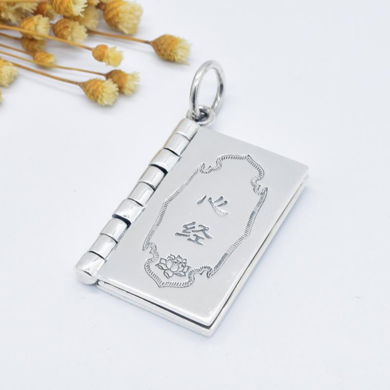 Buddha Stones 990 Argento Sterling Cuore Sutra Grande Compassione Shurangama Mantra Loto Vajra Collana Pendente Pace - Sutra del cuore - image 4