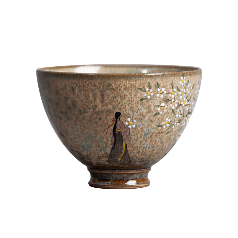 Buddha Stones Jingdezhen dipinte a mano Ru Kiln porcellana Hanfu ragazza fiore tazza da tè in ceramica Kung Fu tazze da tè