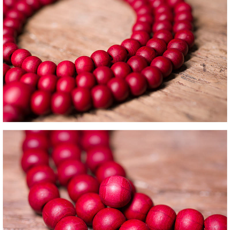 Buddha Stones 108 Mala Beads Natural Abelia Biflora Braccialetto di protezione in legno