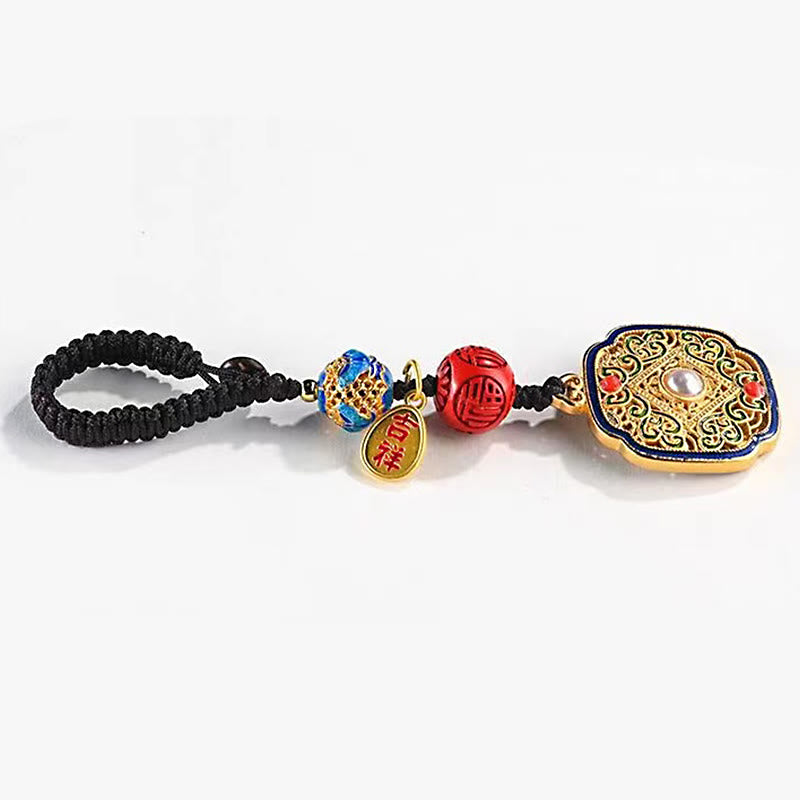 Portachiavi con ciondolo a forma Buddha Stones Fu Character Blessing Ruyi