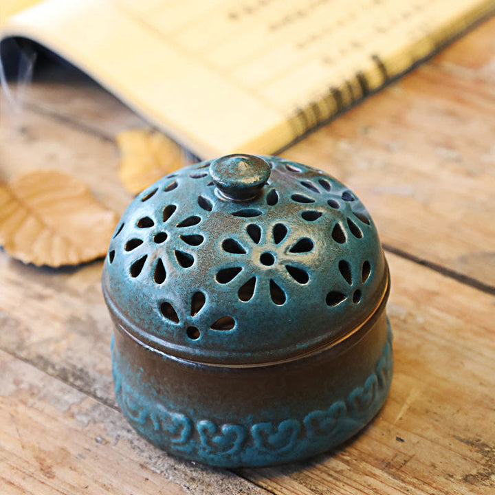 Buddha Stones Mini Hollow Meditazione Spirituale Ceramica Piccolo Bruciatore di Incenso Decorazione