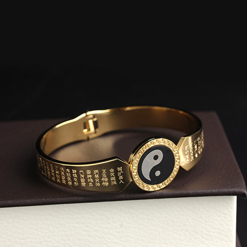 Buddha Stones Yin Yang Lotus Om Mani Padme Hum Mantra Braccialetto Armonia in Acciaio al Titanio
