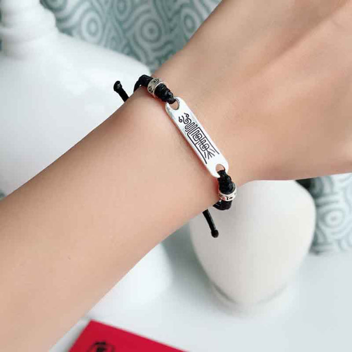 Braccialetto Buddha Stones 925 Sterling Silver Red String Luck Strength Treccia
