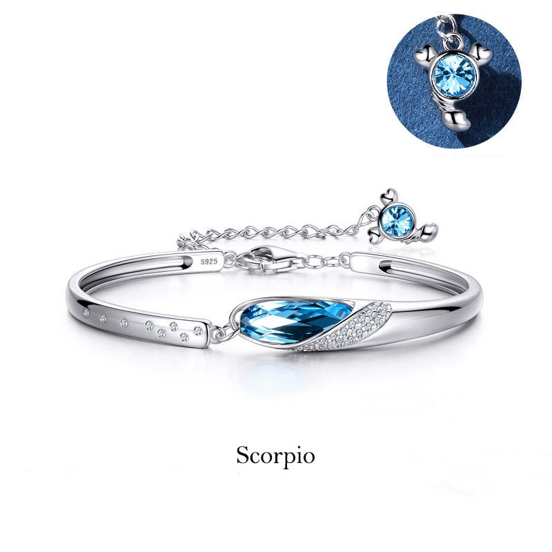 Bracciale con ciondolo Buddha Stones in rame placcato argento 925 con 12 costellazioni dello zodiaco