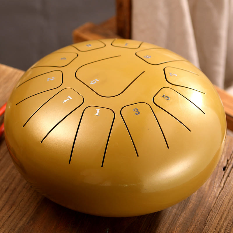 Buddha Stones Steel Tongue Drum Sound Healing Mindfulness Meditazione Yoga Drum Kit 11 Note 8 Pollici - Giallo - image 9