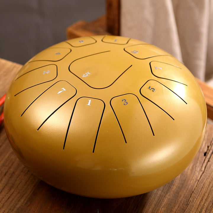 Buddha Stones Steel Tongue Drum Sound Healing Mindfulness Meditazione Yoga Drum Kit 11 Note 8 Pollici - Giallo - image 9