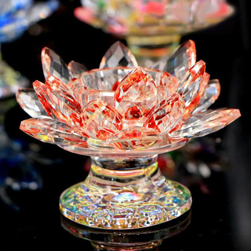 Portacandele in cristallo a forma di fiore di loto, decorazione per la casa e l'ufficio