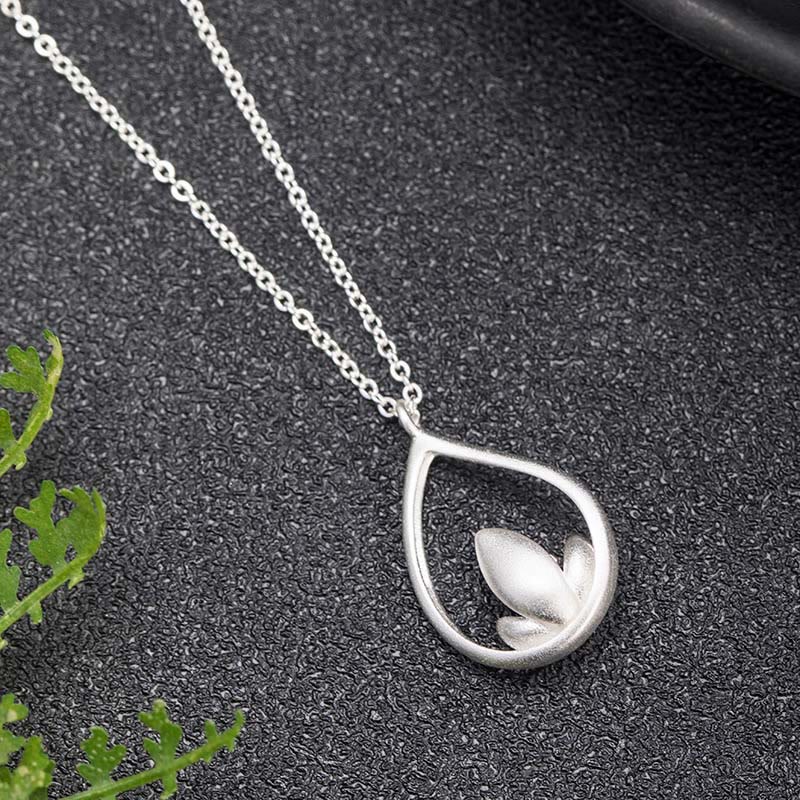 Collana con ciondolo a forma di fiore di loto in argento sterling 925 con Buddha Stones e illuminazione floreale - image 3