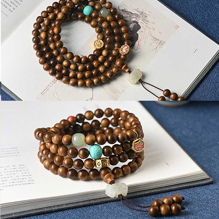 Braccialetto di protezione e calma in palissandro tibetano Buddha Stones Mala