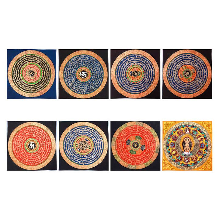 Dipinto Thangka tibetano fatto a mano, benedizione Thangka, scatola cieca, motivo a colori casuali