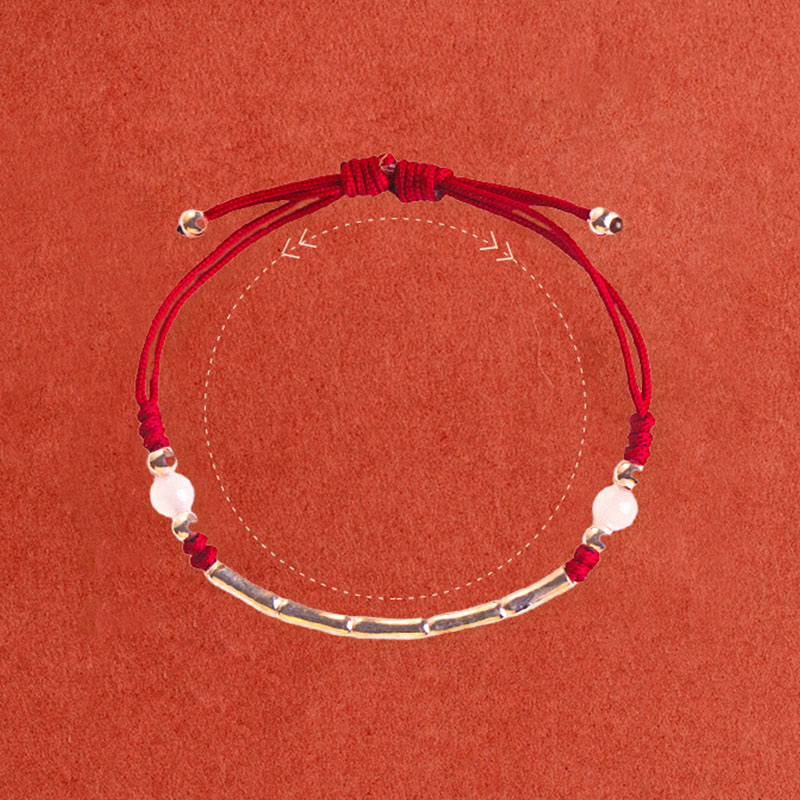 Braccialetto intrecciato con perline di protezione in argento sterling 925 Buddha Stones, agata bianca e agata rossa