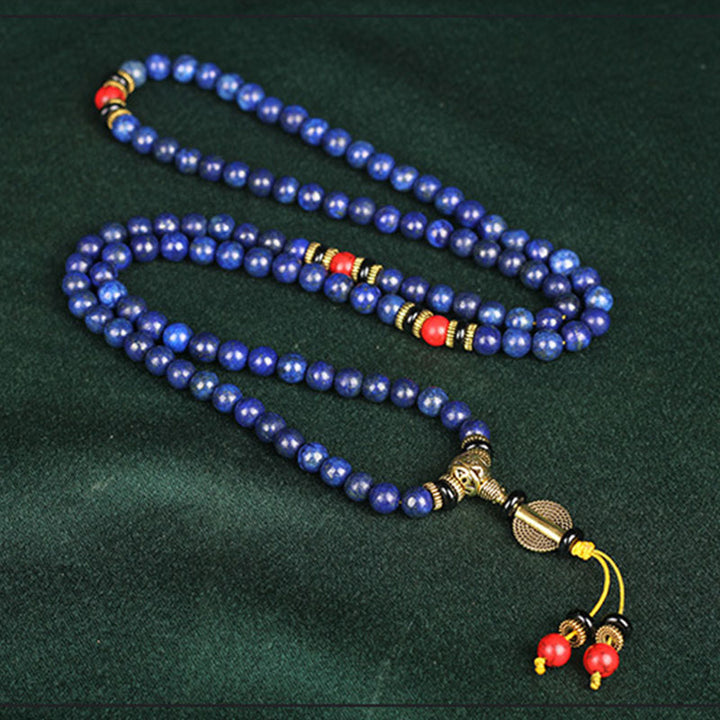 Braccialetto positivo Buddha Stones Tibetan Mala Lapislazzuli