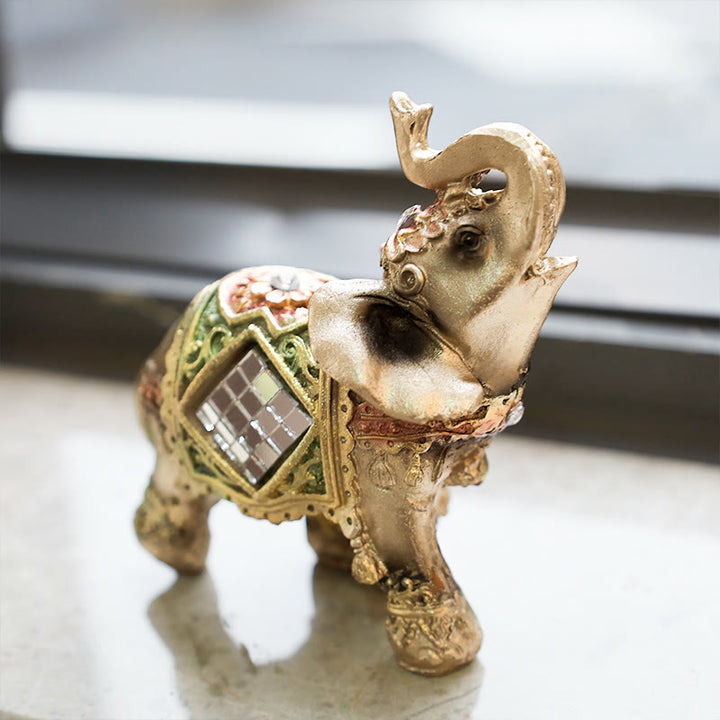 Buddha Stones Fortunato Feng Shui Elefante Verde Statua Scultura Ricchezza Figurina Regalo Decorazione Casa