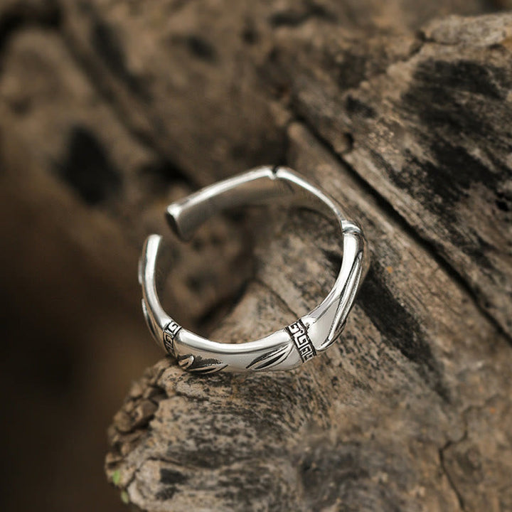Anello regolabile in rame con design semplice in bambù Buddha Stones, fortuna e ricchezza