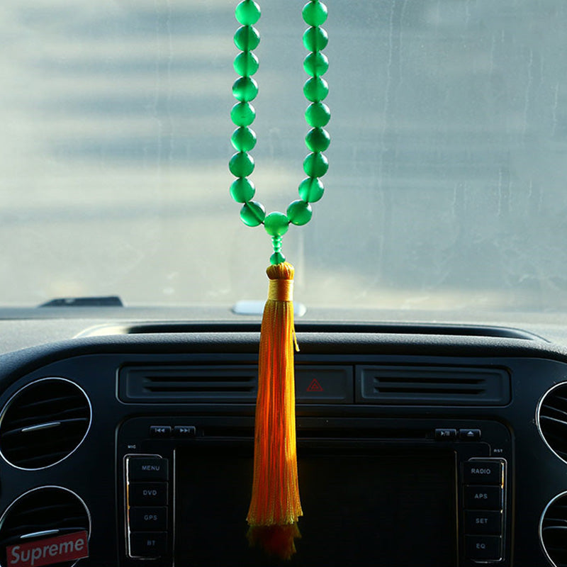 Buddha Stones Agata verde naturale Mala da polso Nappe di potenza Mala tascabile Decorazione per auto