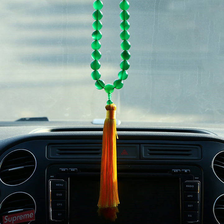 Buddha Stones Agata verde naturale Mala da polso Nappe di potenza Mala tascabile Decorazione per auto