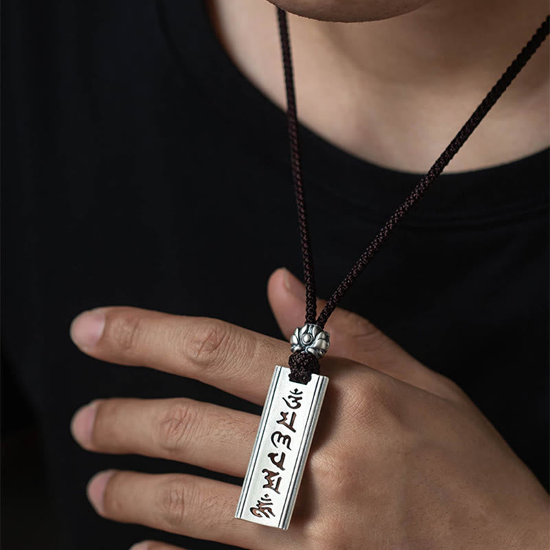 Collana con ciondolo in argento sterling 999 con Buddha Stones, Om Mani Padme Hum, inciso con loto e saggezza - image 8