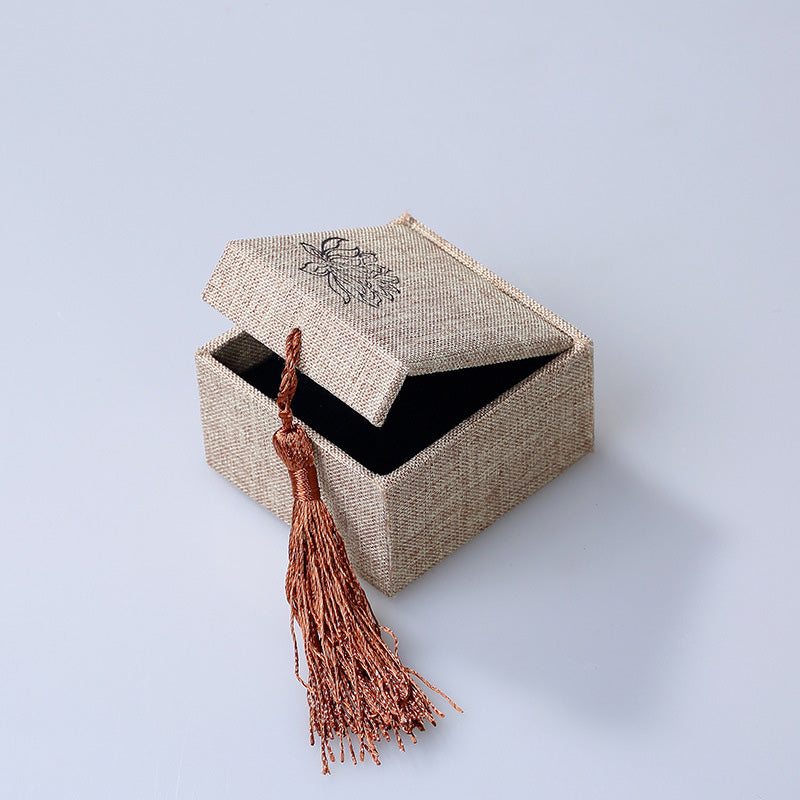 Scatola portaoggetti per gioielli con motivo a loto Buddha Stones , scatola regalo con nappe - Scatola ad anello (60*68*38mm) - image 1