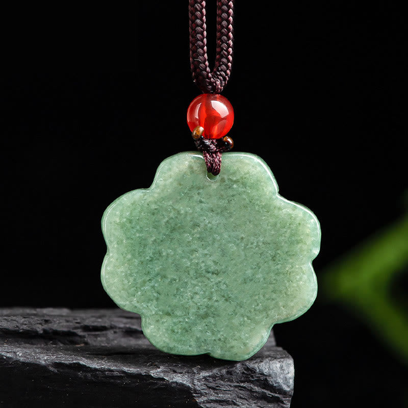 Collana con ciondolo di giada a forma di quadrifoglio fortunato naturale Buddha Stones prosperità