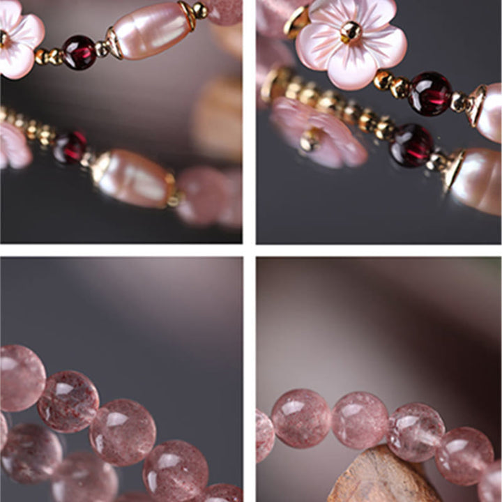 Bracciale Buddha Stones Strawberry Quartz Peach Blossom Love
