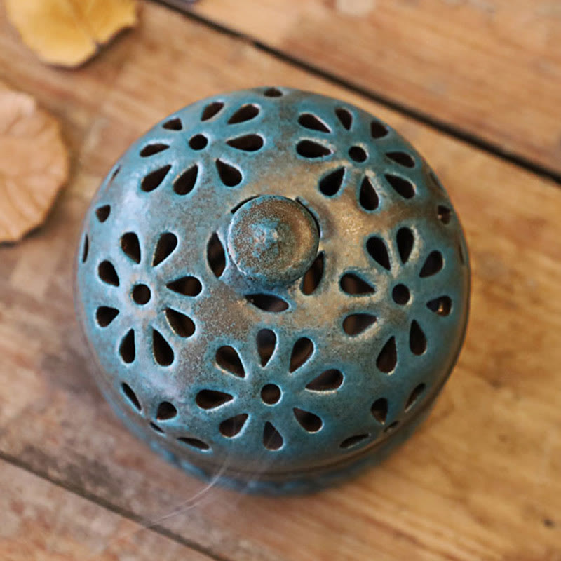 Buddha Stones Mini Hollow Meditazione Spirituale Ceramica Piccolo Bruciatore di Incenso Decorazione