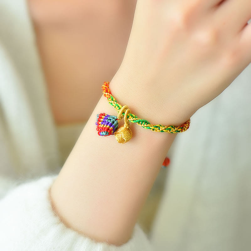 Braccialetto con ciondolo Zongzi fatto a mano con corda colorata Buddha Stones