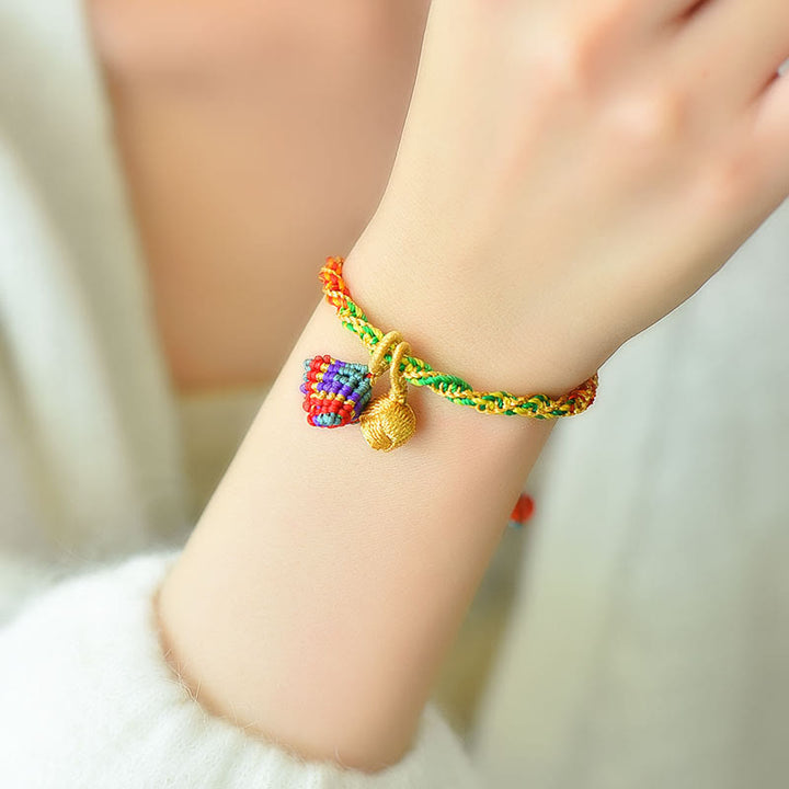 Braccialetto con ciondolo Zongzi fatto a mano con corda colorata Buddha Stones