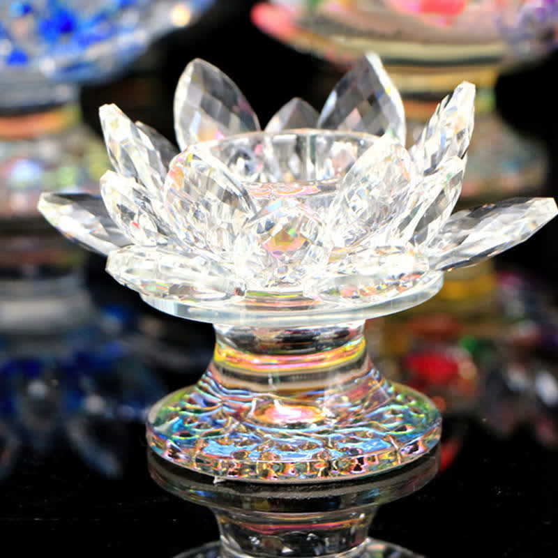 Portacandele in cristallo a forma di fiore di loto, decorazione per la casa e l'ufficio