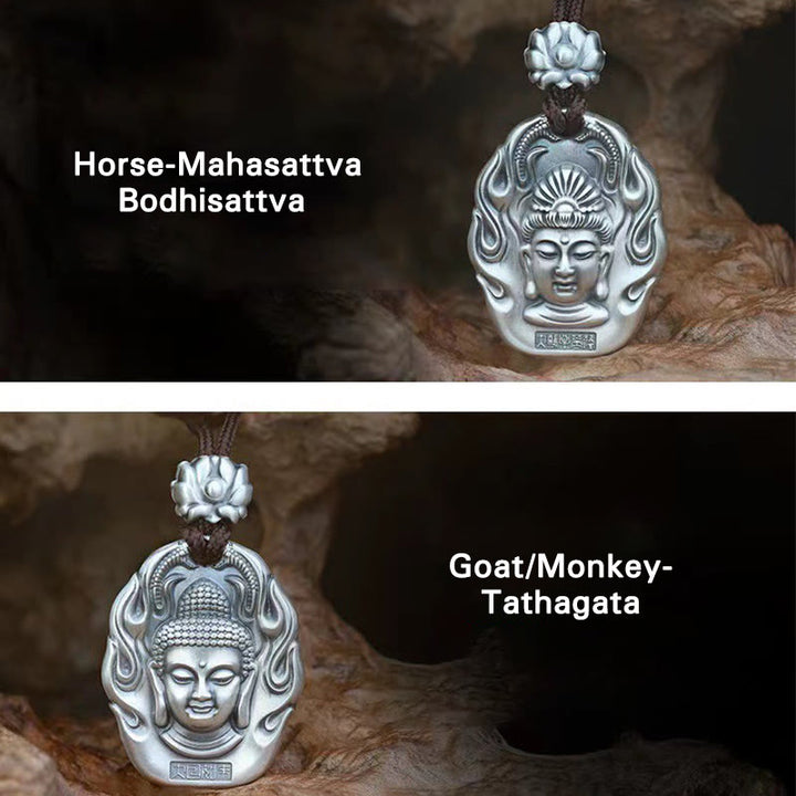 Buddha Stones Zodiaco cinese Buddha natale Om Mani Padme Hum Loto Compassione Collana pendente - image 23