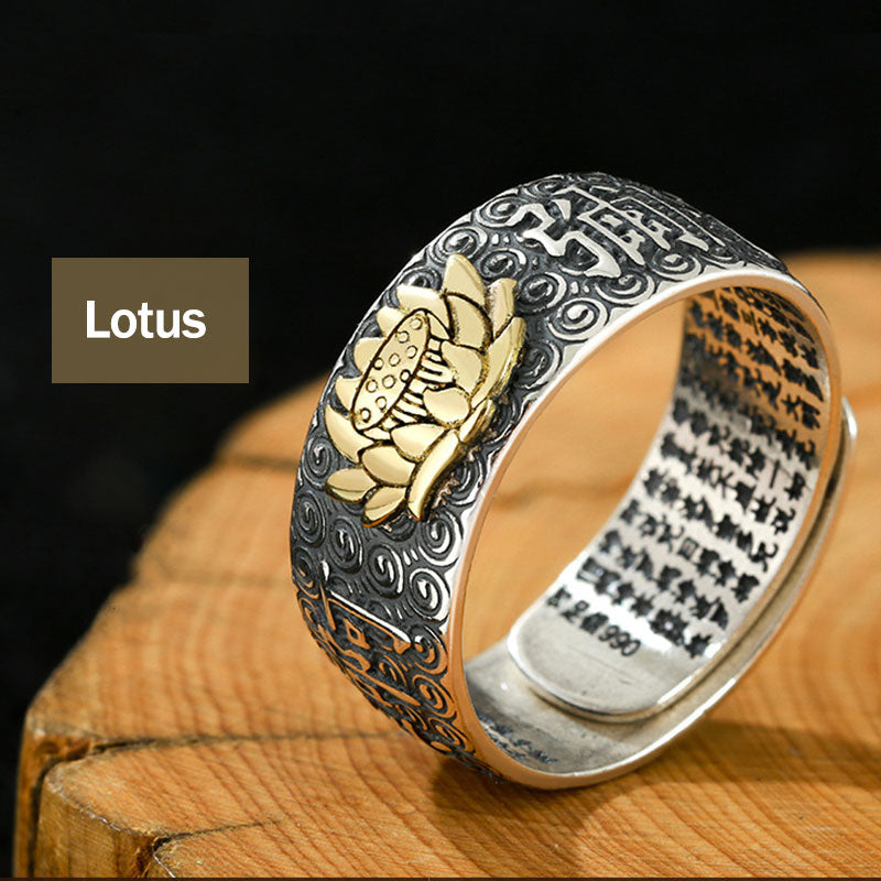 Buddha Stones Zodiaco cinese Buddha natale Ricchezza Fortuna Anello regolabile