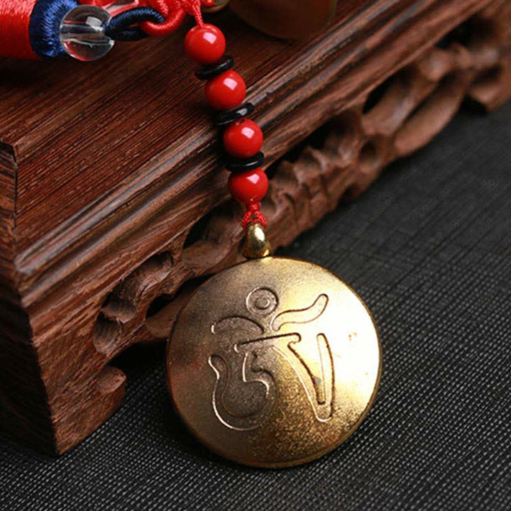 Buddha Stones Tibet Om Mani Padme Hum Ruota della preghiera Nove Palazzo Otto trigrammi Rame Decorazione appesa all'auto