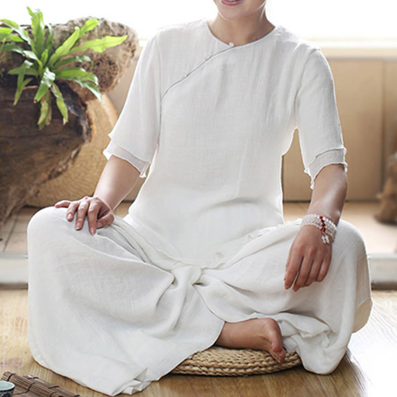 Buddha Stones Vintage Yoga Zen Preghiera Meditazione Spirituale Pratica Tinta Unita Abbigliamento Donna Set
