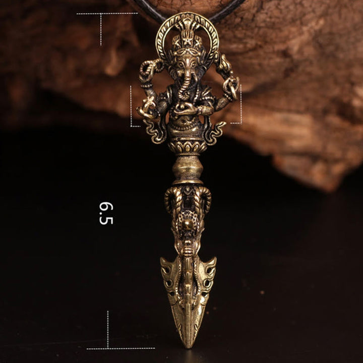 Collana con ciondolo del potere spirituale del Dio elefante della ricchezza Dorje Vajra, Ganesh tibetano Ganpati - image 18