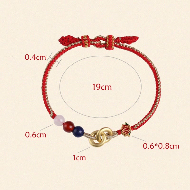 Braccialetto di buon auspicio con fibbia a doppia pace in argento sterling 925 Buddha Stones