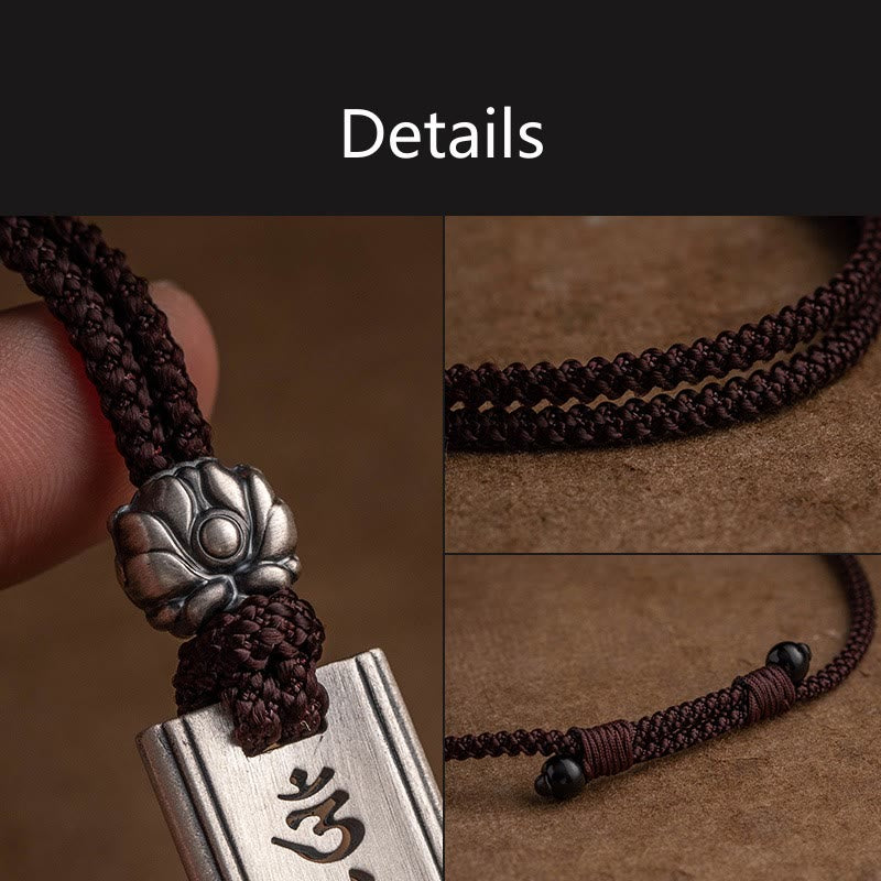 Collana con ciondolo in argento sterling 999 con Buddha Stones, Om Mani Padme Hum, inciso con loto e saggezza - image 4