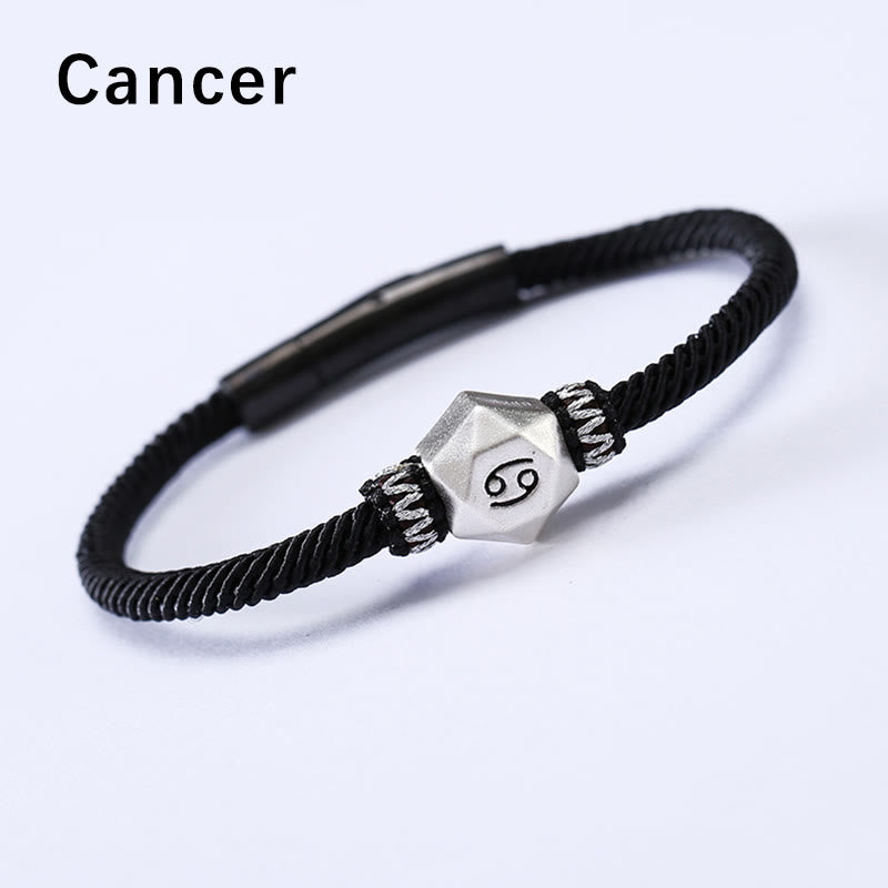 Braccialetto di corda fatto a mano con protezione delle 12 costellazioni dello zodiaco in argento sterling 999 Buddha Stones