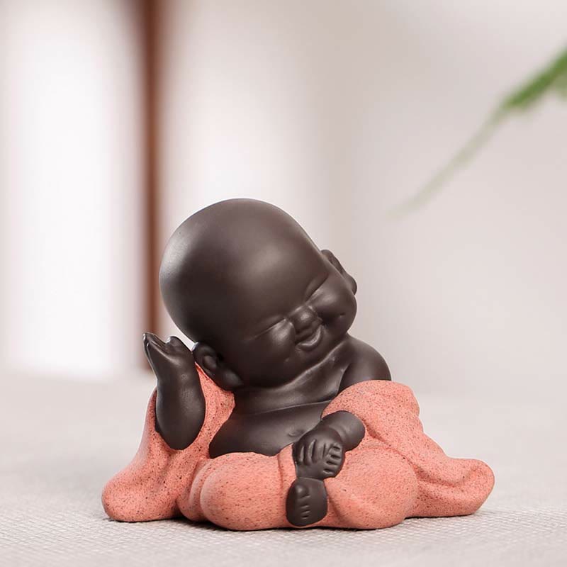 Buddha Stones Buddha sempre sorridente che ride Ricchezza Fortuna Argilla viola Statua di Maitreya Decorazione - Buddha che ride felice - image 9