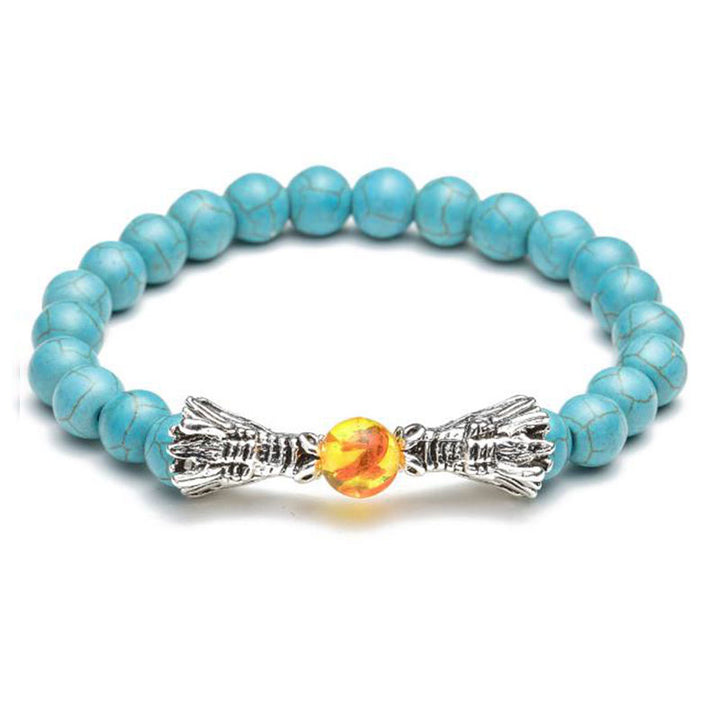 Braccialetto di perline con benedizione del drago, pietra lavica turchese bianco Buddha Stones