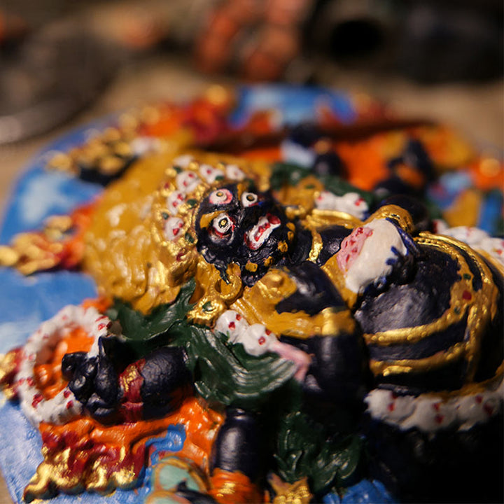 Buddha Stones Mini Daikokuten Dio della ricchezza Buddha Tibet Argilla Serenità Decorazione della casa - image 1