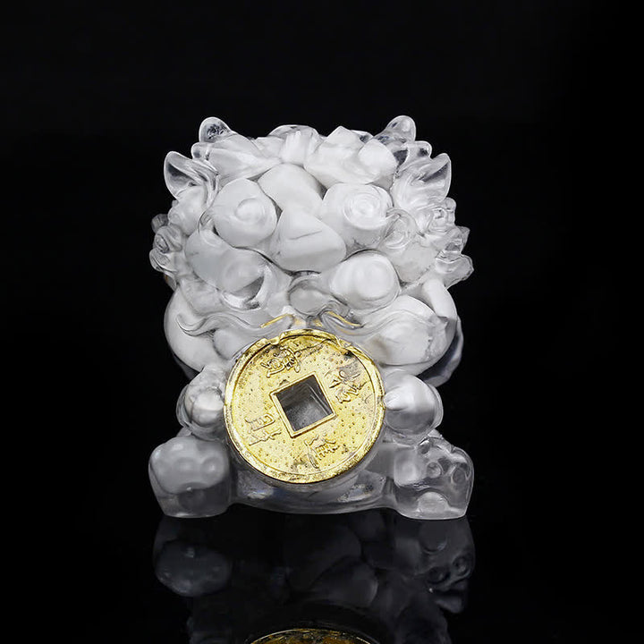 Buddha Stones fatte a mano carine PiXiu moneta d'oro cristallo Fengshui energia ricchezza fortuna decorazione della casa - Turchese bianco - image 19