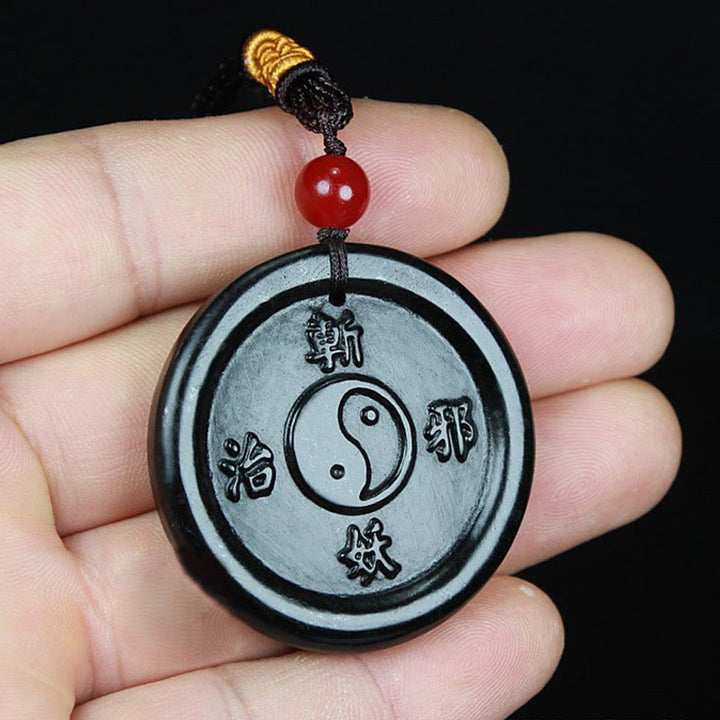 Buddha Stones Collana con ciondolo naturale Hetian Ciano Giada Yin Yang Fortuna Armonia - image 4