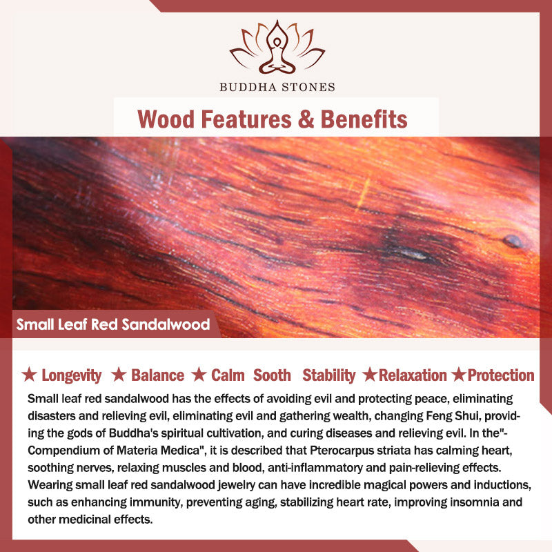 Braccialetto di meditazione Mala con 108 perle di legno di sandalo rosso e foglie piccole tibetane Buddha Stones - image 6