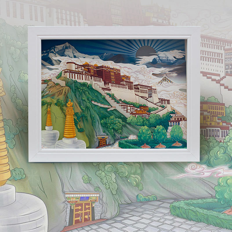 Lampada da tavolo a LED creativa con luci notturne in carta intagliata a LED del palazzo del Potala del Tibet