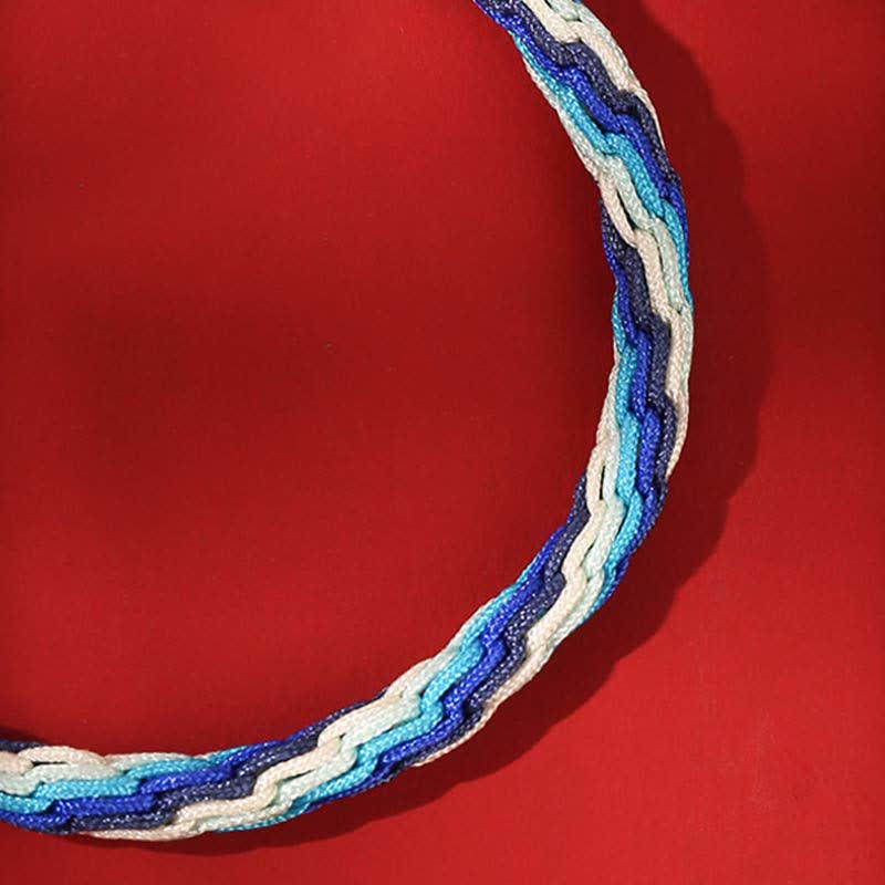 Braccialetto con nodo della reincarnazione in corda di benedizione di zucca fatto a mano in argento sterling 925