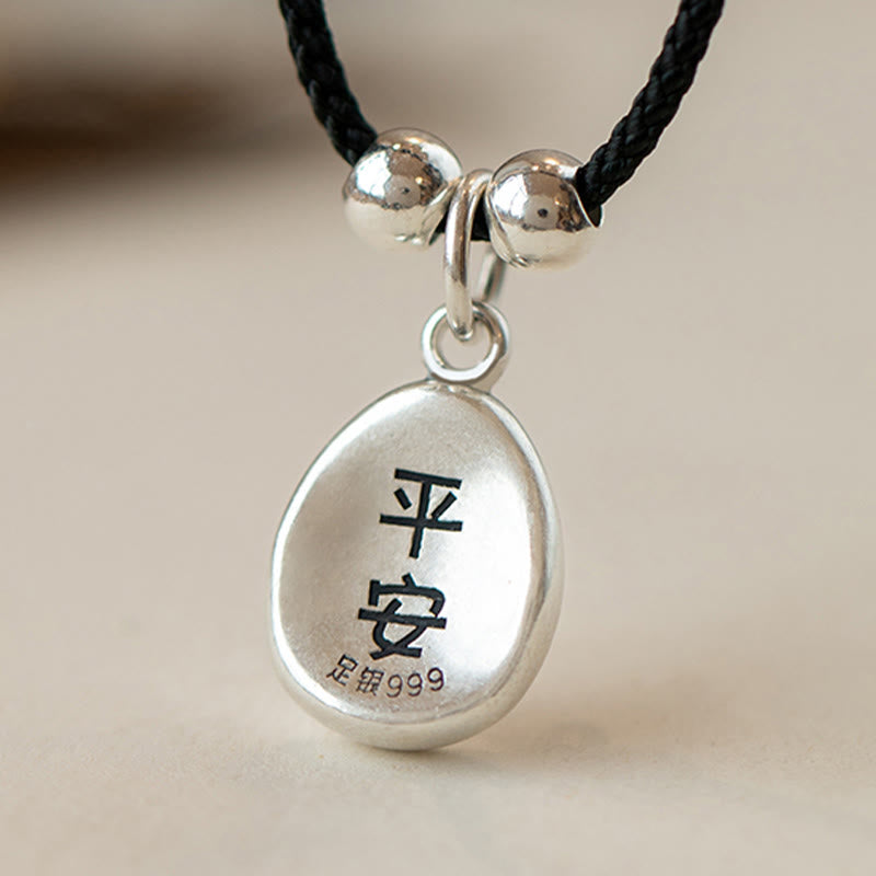 Buddha Stones 999 Sterling Silver Pace e Gioia Fu Carattere Fortuna Fortuna 925 Sterling Silver Catena Collana Pendente