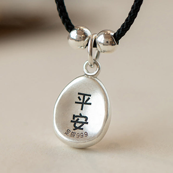 Buddha Stones 999 Sterling Silver Pace e Gioia Fu Carattere Fortuna Fortuna 925 Sterling Silver Catena Collana Pendente